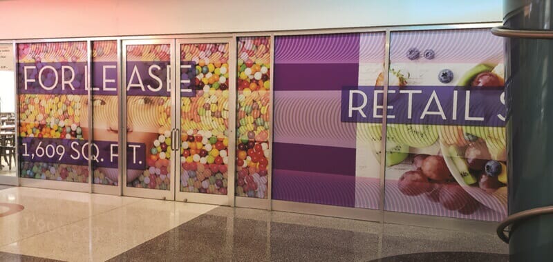 An image of a Retail Space For Lease window graphic.